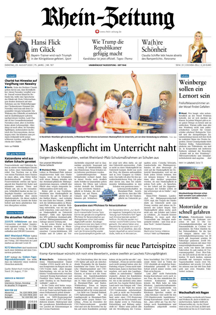 Rhein-Zeitung Kreis Cochem-Zell vom Dienstag, 25.08.2020