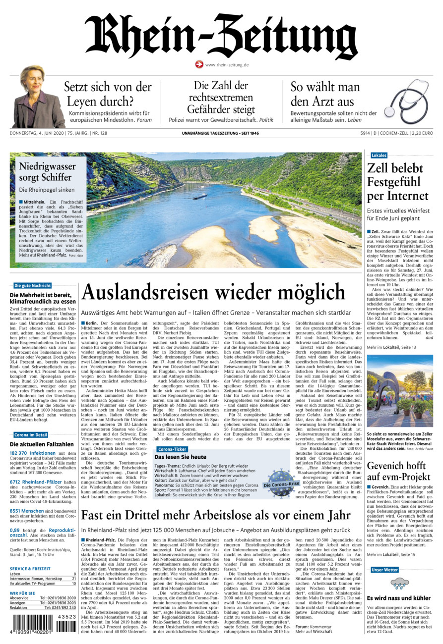 Rhein-Zeitung Kreis Cochem-Zell vom Donnerstag, 04.06.2020