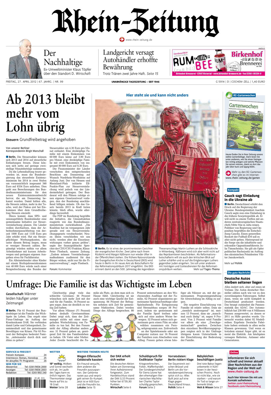 Rhein-Zeitung Kreis Cochem-Zell vom Freitag, 27.04.2012