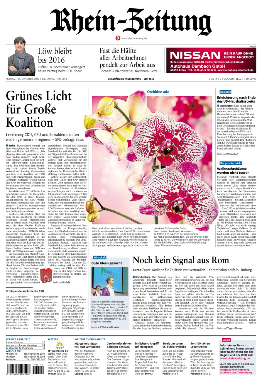 Rhein-Zeitung Kreis Cochem-Zell vom Freitag, 18.10.2013