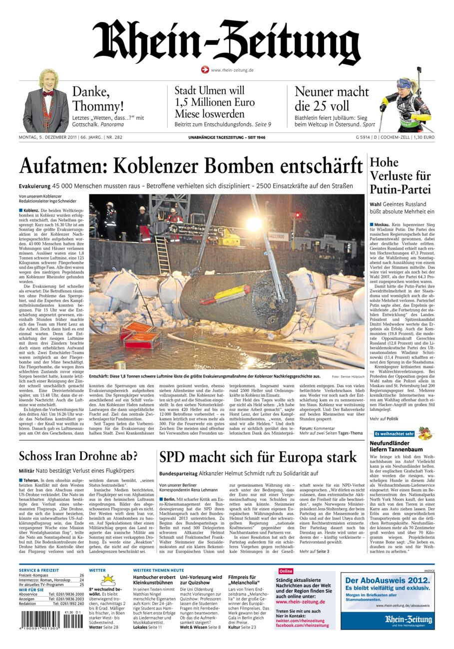Rhein-Zeitung Kreis Cochem-Zell vom Montag, 05.12.2011
