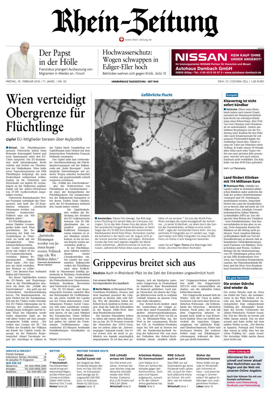 Rhein-Zeitung Kreis Cochem-Zell vom Freitag, 19.02.2016