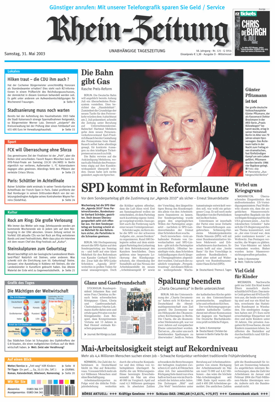 Rhein-Zeitung Kreis Cochem-Zell vom Samstag, 31.05.2003