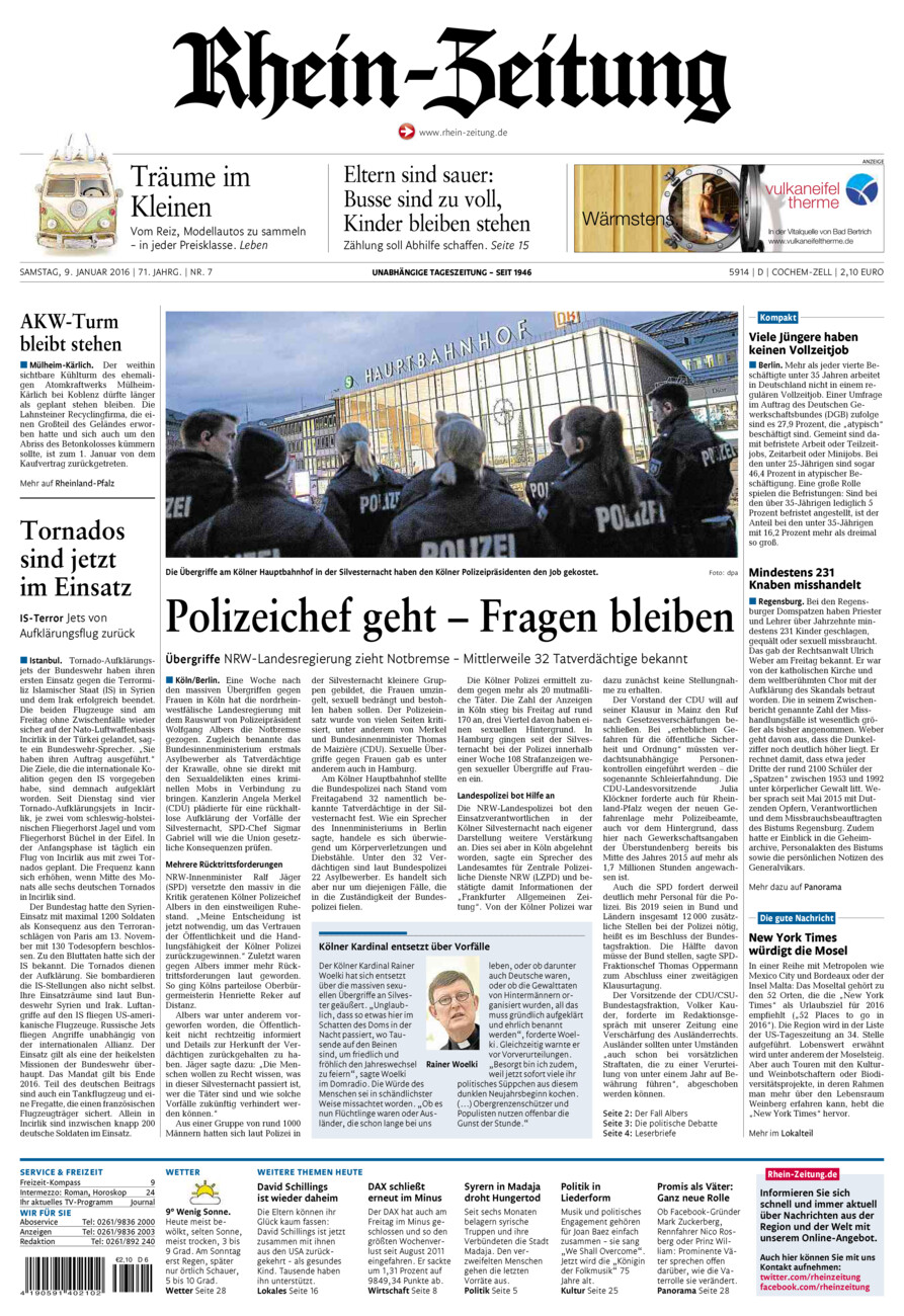 Rhein-Zeitung Kreis Cochem-Zell vom Samstag, 09.01.2016