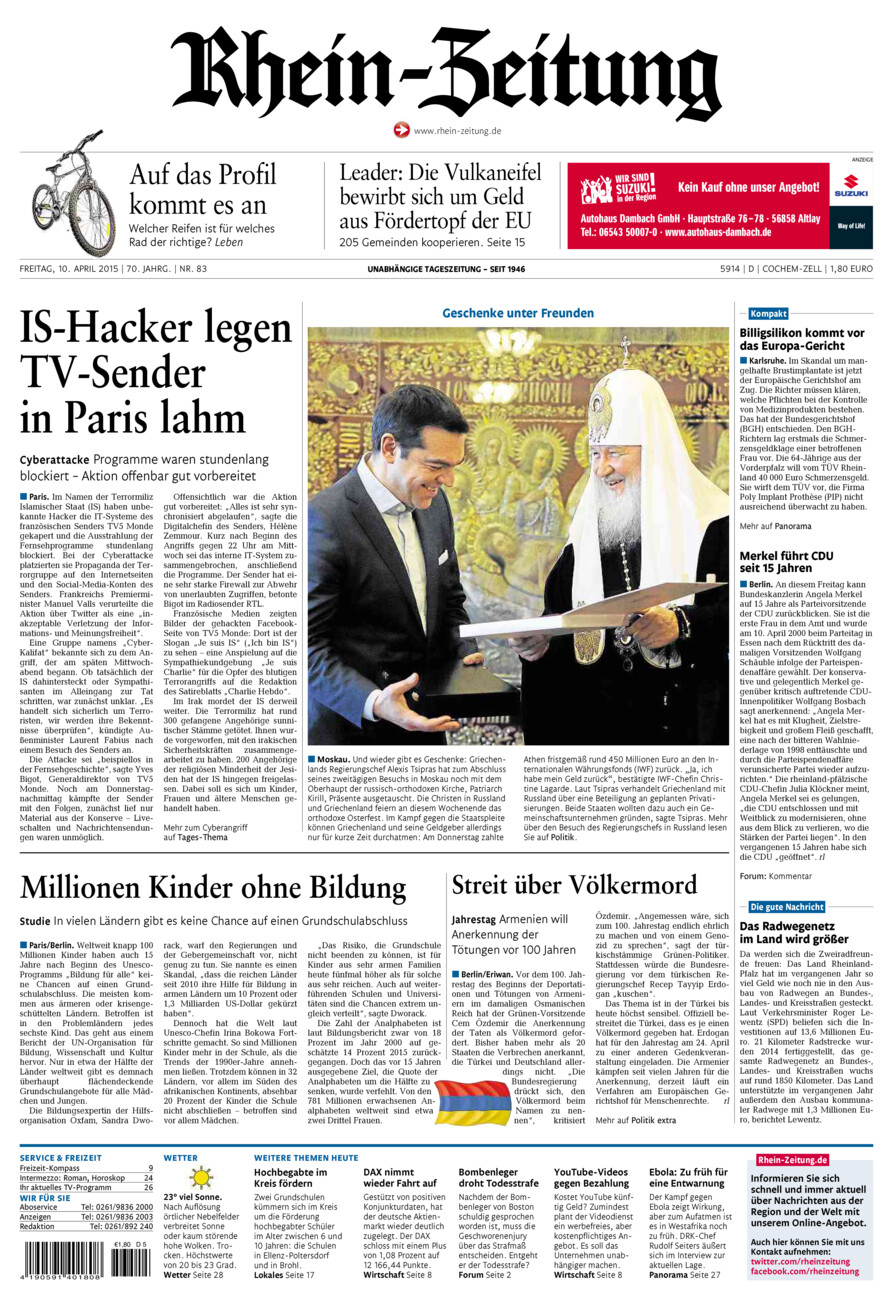 Rhein-Zeitung Kreis Cochem-Zell vom Freitag, 10.04.2015