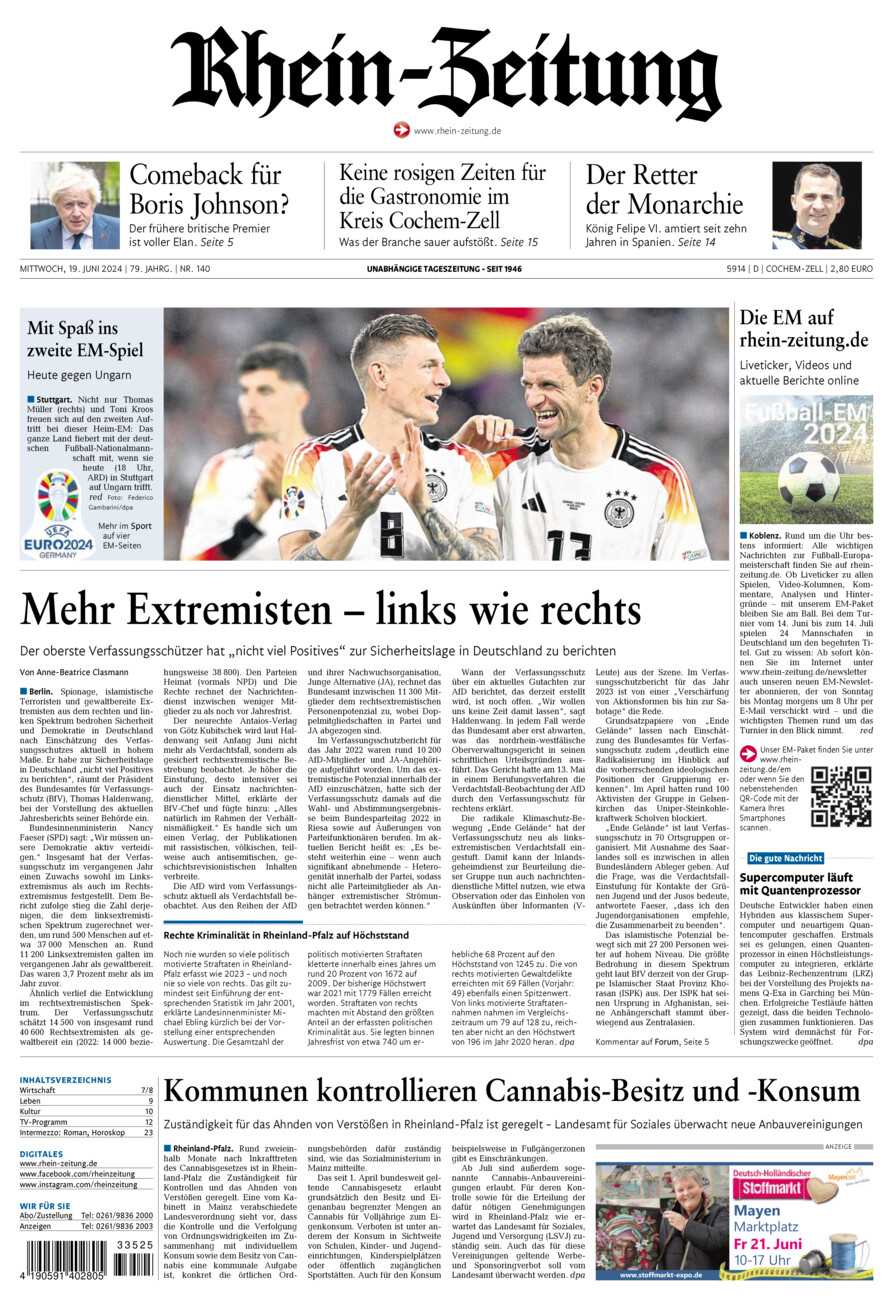 Rhein-Zeitung Kreis Cochem-Zell vom Mittwoch, 19.06.2024