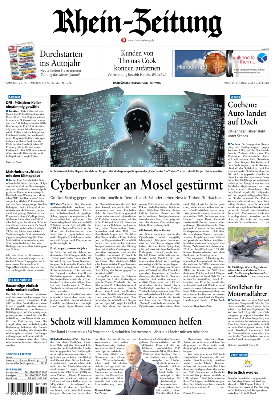 Rhein-Zeitung Kreis Cochem-Zell vom Samstag, 28.09.2019