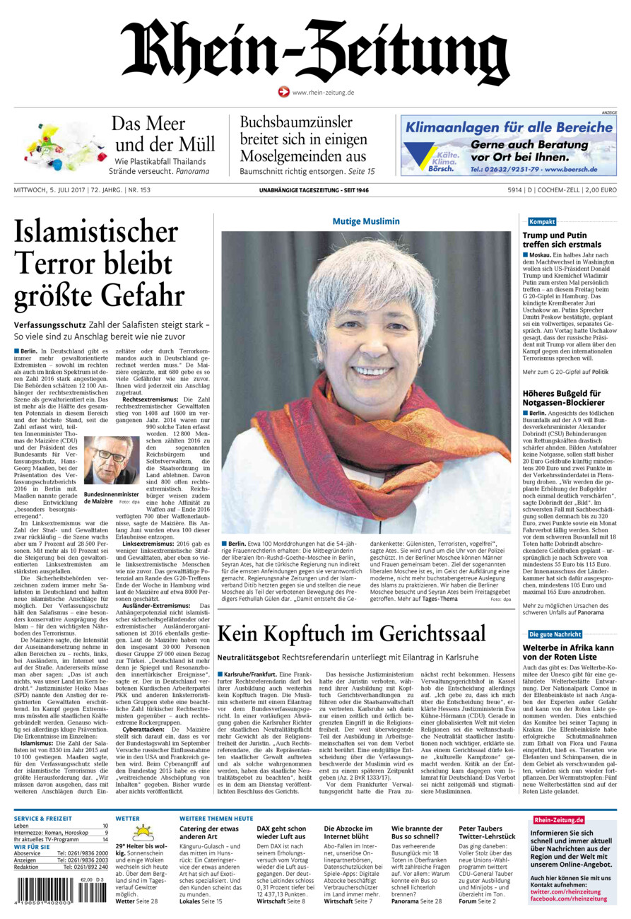 Rhein-Zeitung Kreis Cochem-Zell vom Mittwoch, 05.07.2017