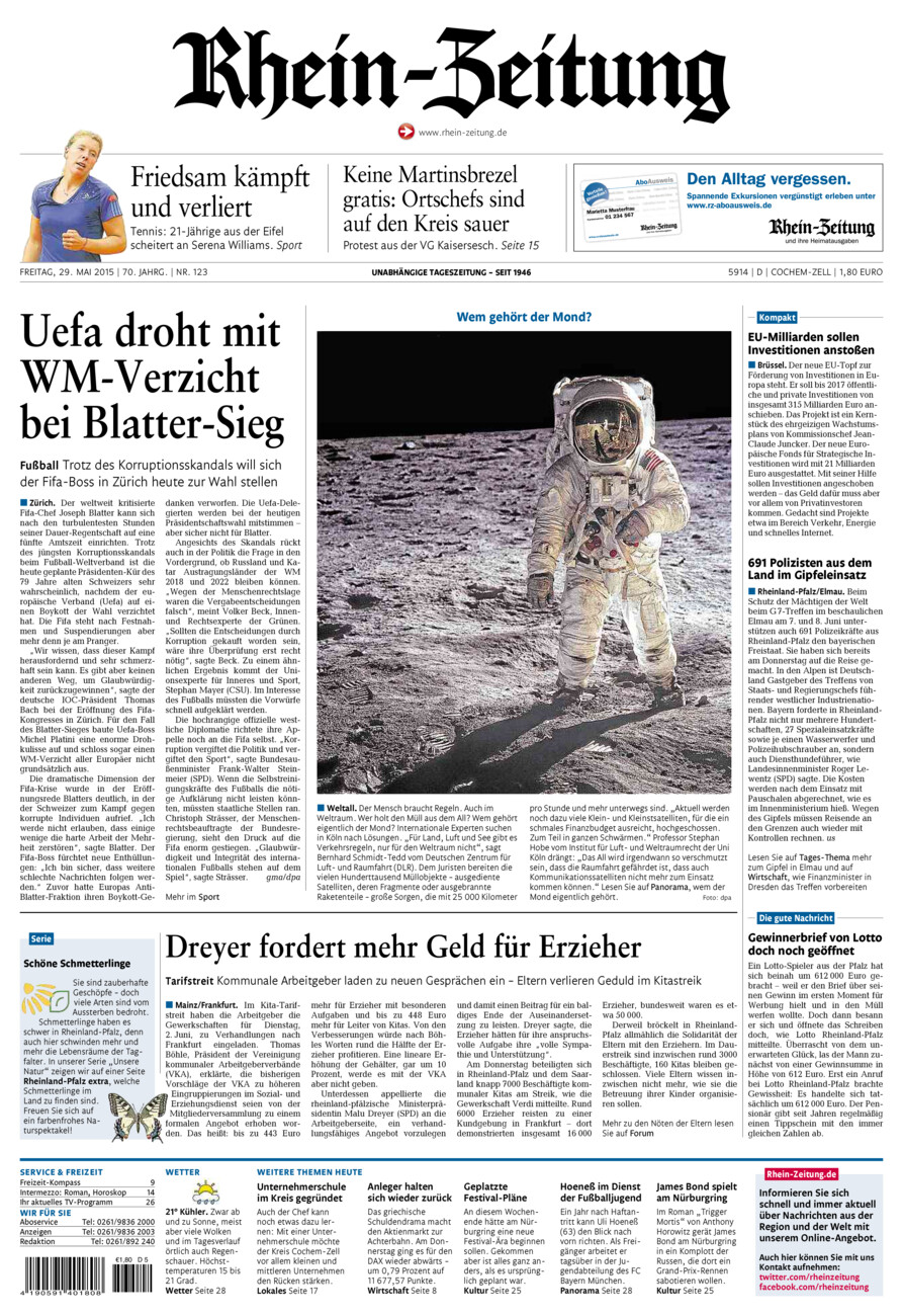 Rhein-Zeitung Kreis Cochem-Zell vom Freitag, 29.05.2015