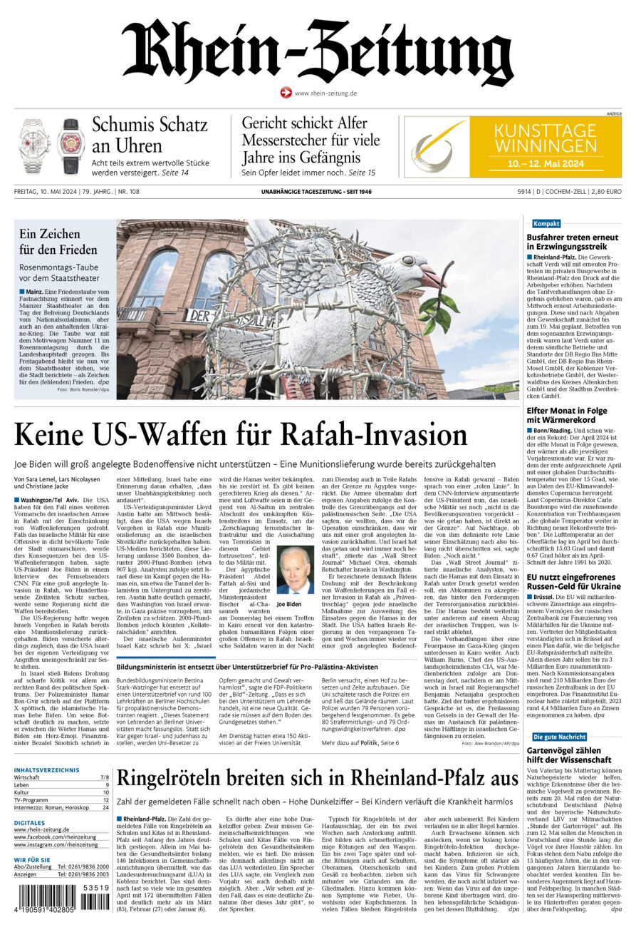 Rhein-Zeitung Kreis Cochem-Zell vom Freitag, 10.05.2024