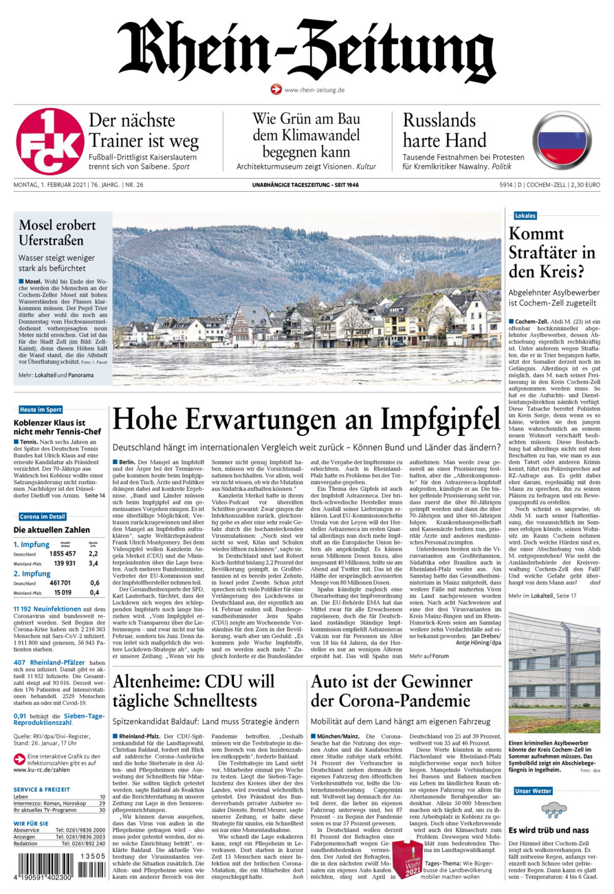 Rhein-Zeitung Kreis Cochem-Zell vom Montag, 01.02.2021