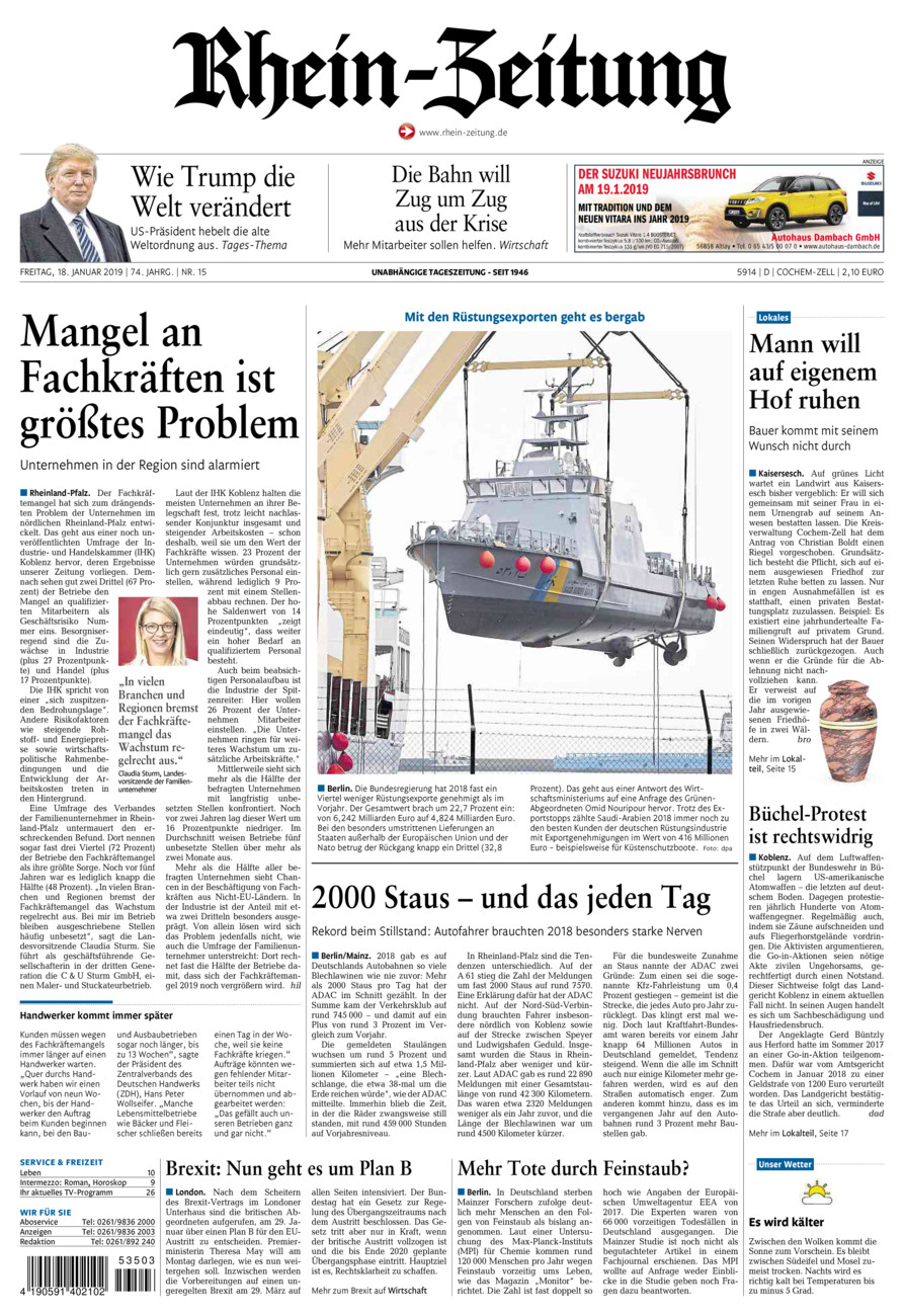 Rhein-Zeitung Kreis Cochem-Zell vom Freitag, 18.01.2019