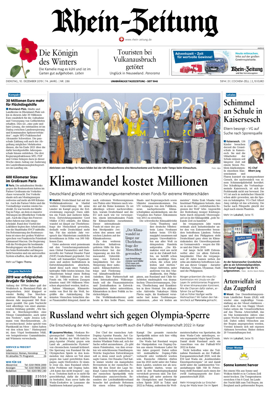 Rhein-Zeitung Kreis Cochem-Zell vom Dienstag, 10.12.2019