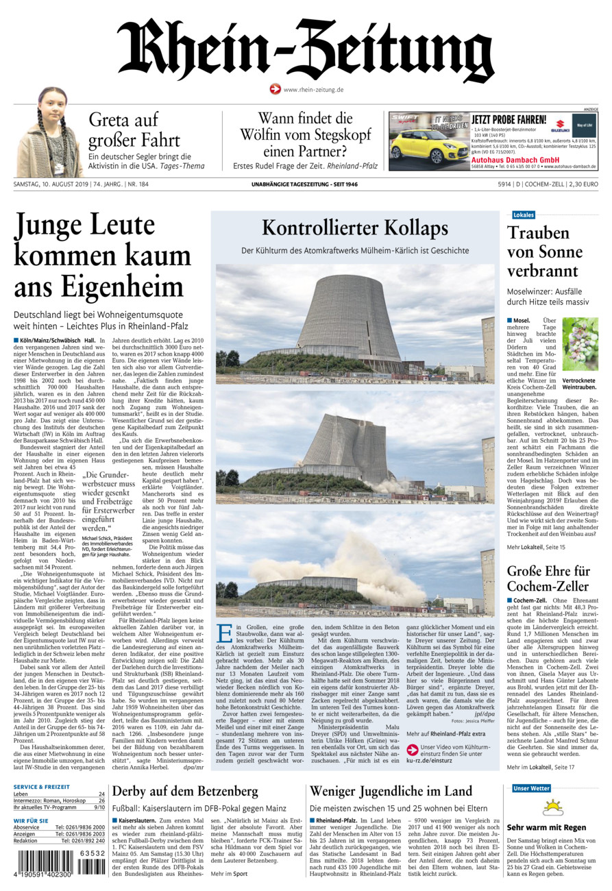 Rhein-Zeitung Kreis Cochem-Zell vom Samstag, 10.08.2019