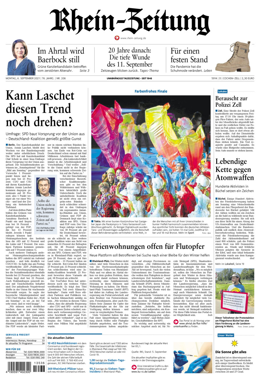 Rhein-Zeitung Kreis Cochem-Zell vom Montag, 06.09.2021