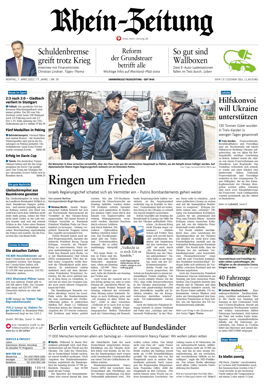 Rhein-Zeitung Kreis Cochem-Zell vom Montag, 07.03.2022