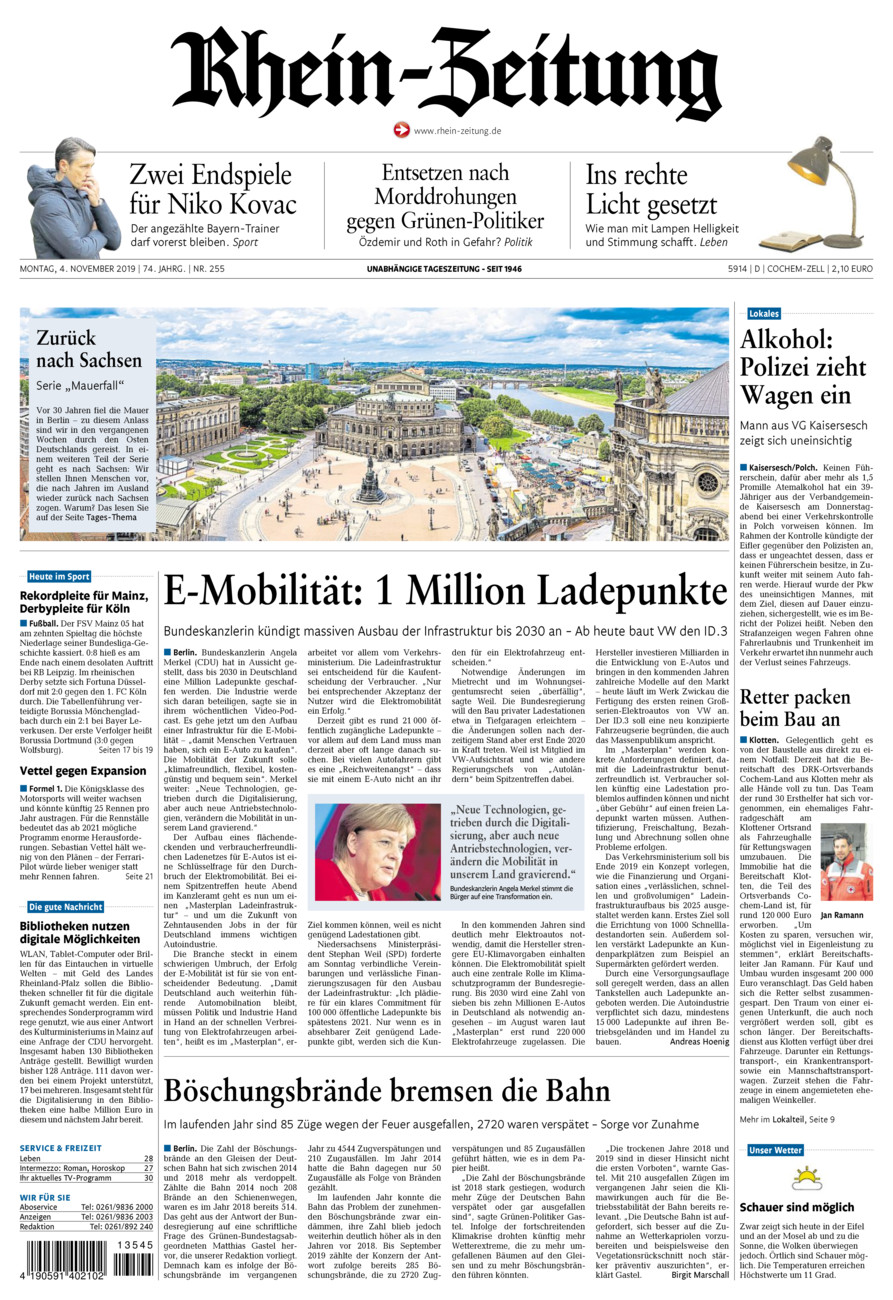 Rhein-Zeitung Kreis Cochem-Zell vom Montag, 04.11.2019