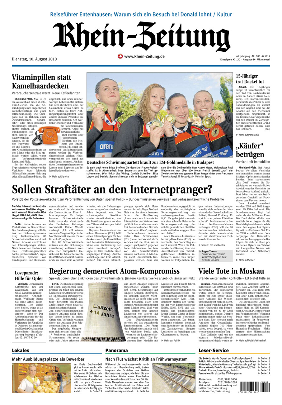 Rhein-Zeitung Kreis Cochem-Zell vom Dienstag, 10.08.2010