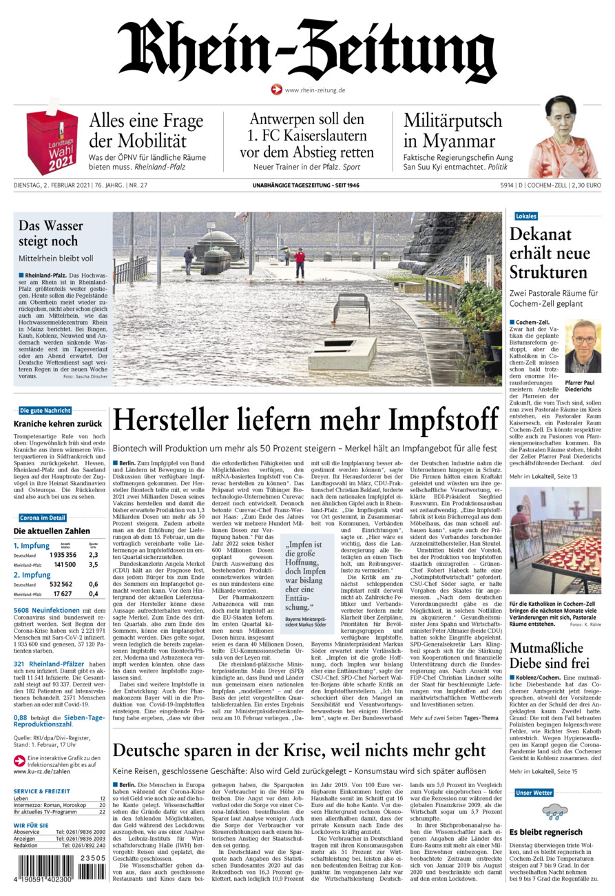Rhein-Zeitung Kreis Cochem-Zell vom Dienstag, 02.02.2021