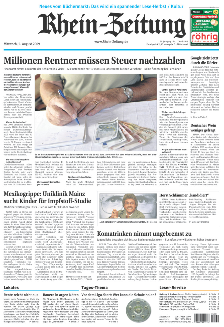 Rhein-Zeitung Kreis Cochem-Zell vom Mittwoch, 05.08.2009