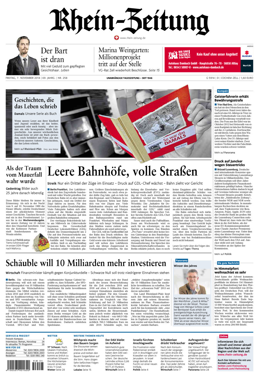 Rhein-Zeitung Kreis Cochem-Zell vom Freitag, 07.11.2014