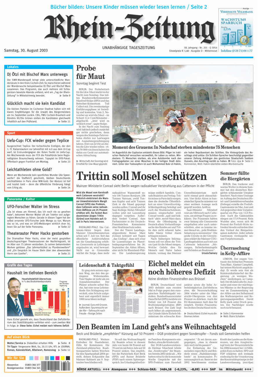 Rhein-Zeitung Kreis Cochem-Zell vom Samstag, 30.08.2003