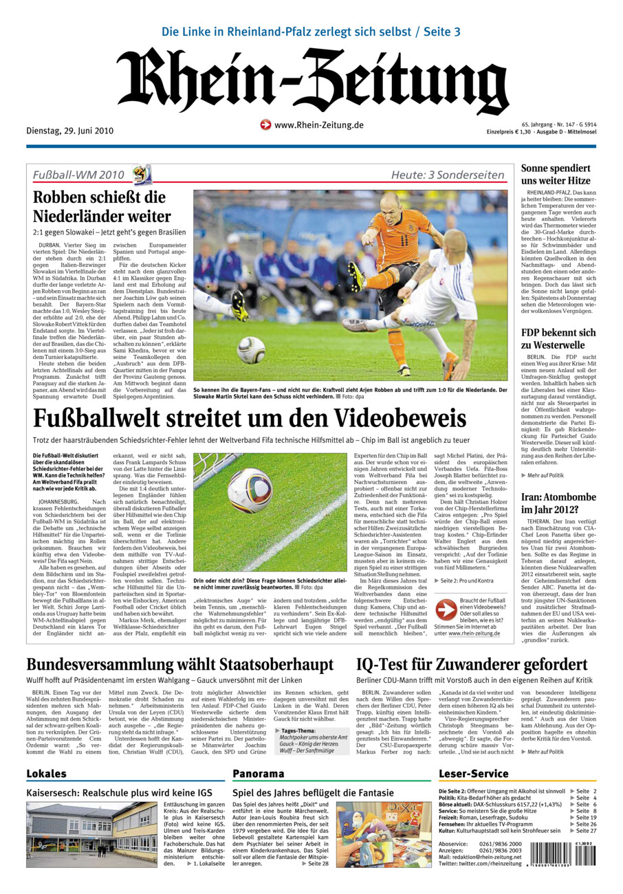 Rhein-Zeitung Kreis Cochem-Zell vom Dienstag, 29.06.2010