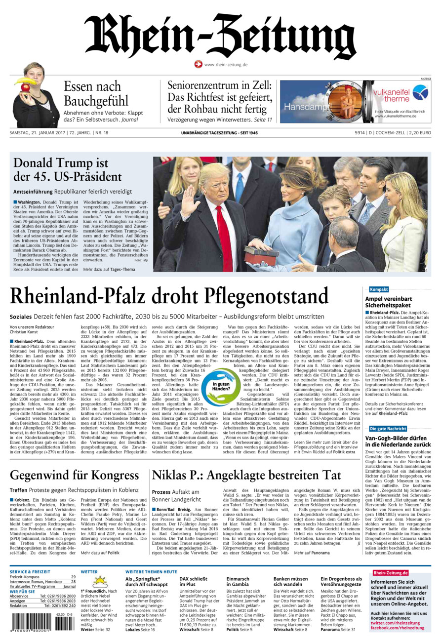 Rhein-Zeitung Kreis Cochem-Zell vom Samstag, 21.01.2017