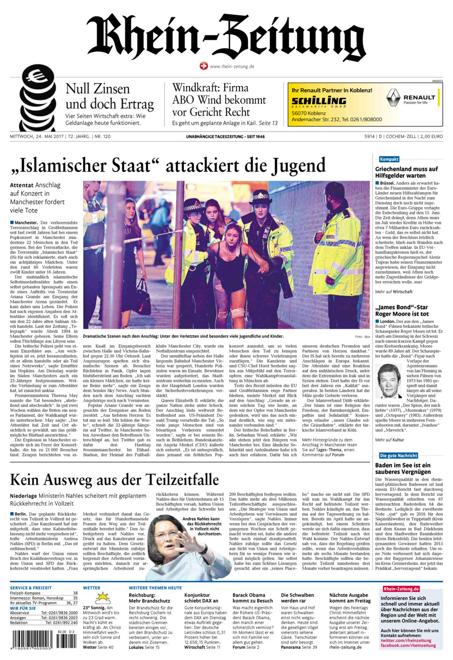 Rhein-Zeitung Kreis Cochem-Zell vom Mittwoch, 24.05.2017