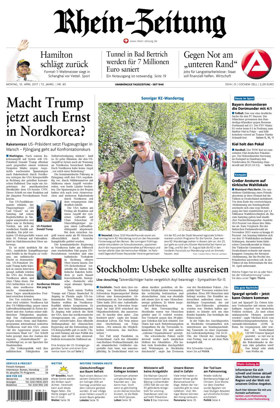 Rhein-Zeitung Kreis Cochem-Zell vom Montag, 10.04.2017