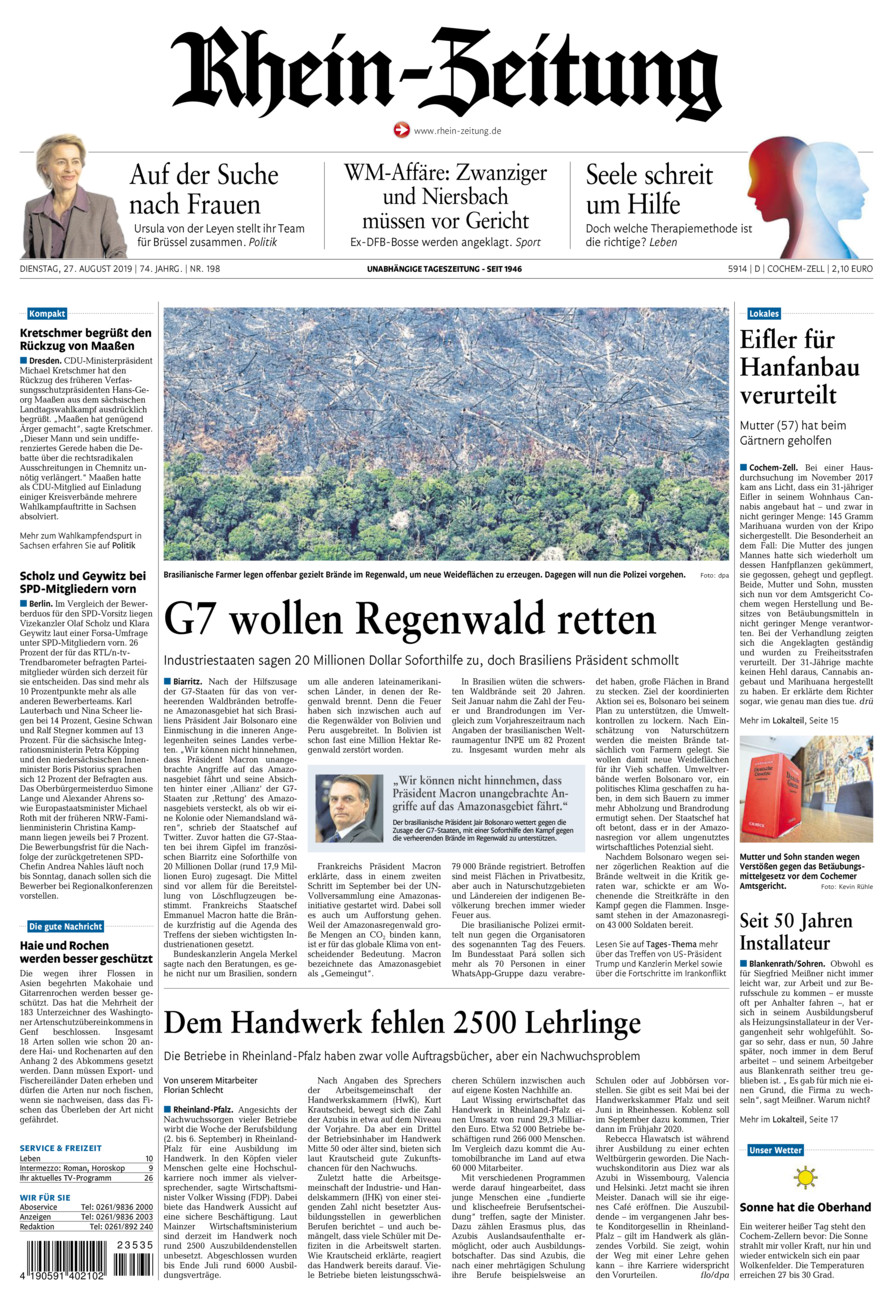 Rhein-Zeitung Kreis Cochem-Zell vom Dienstag, 27.08.2019