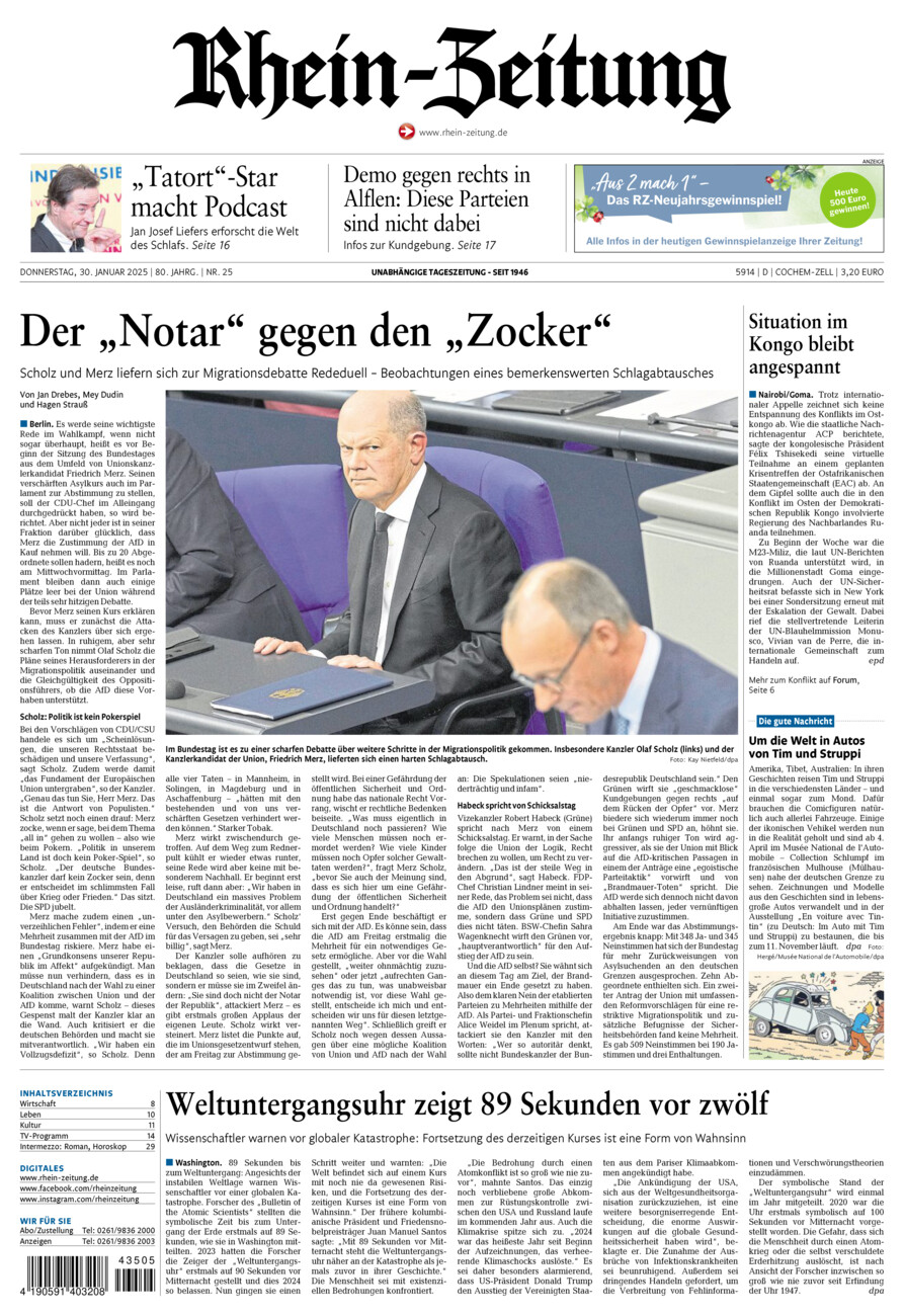 Rhein-Zeitung Kreis Cochem-Zell vom Donnerstag, 30.01.2025