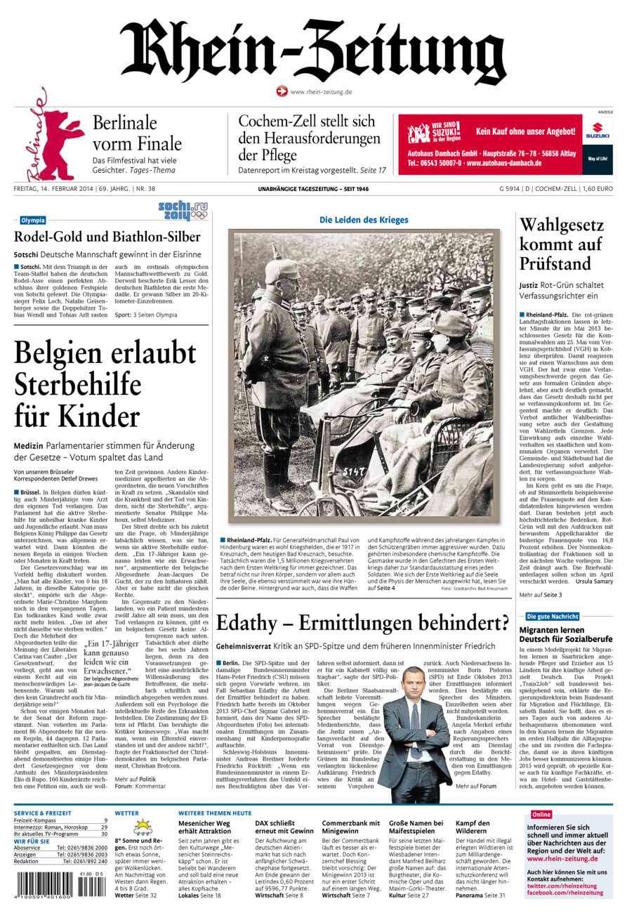 Rhein-Zeitung Kreis Cochem-Zell vom Freitag, 14.02.2014