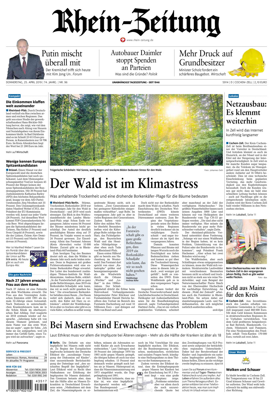 Rhein-Zeitung Kreis Cochem-Zell vom Donnerstag, 25.04.2019