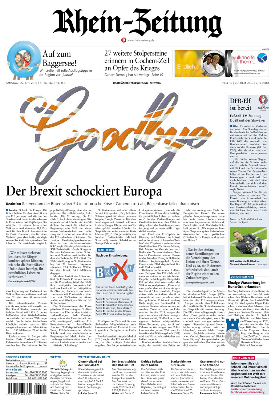 Rhein-Zeitung Kreis Cochem-Zell vom Samstag, 25.06.2016
