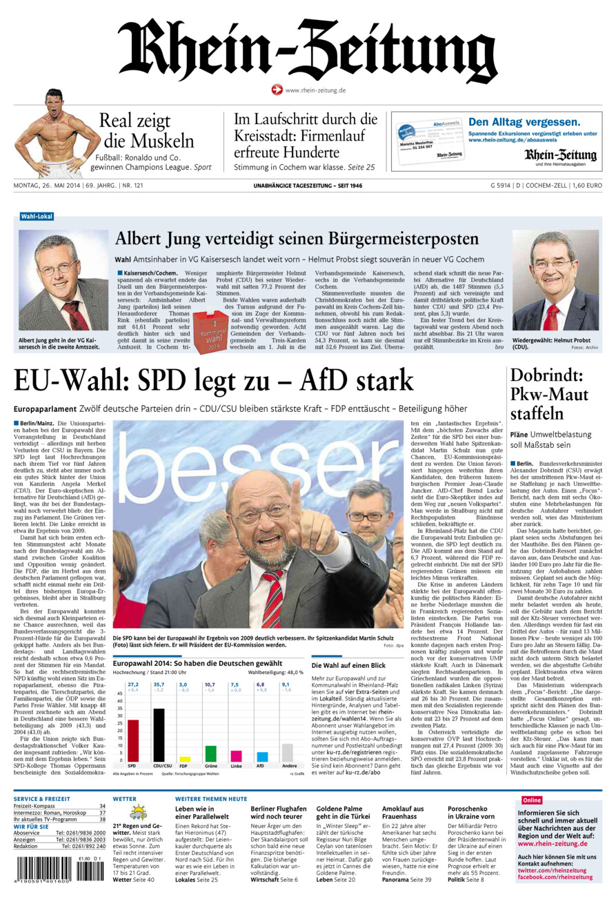 Rhein-Zeitung Kreis Cochem-Zell vom Montag, 26.05.2014