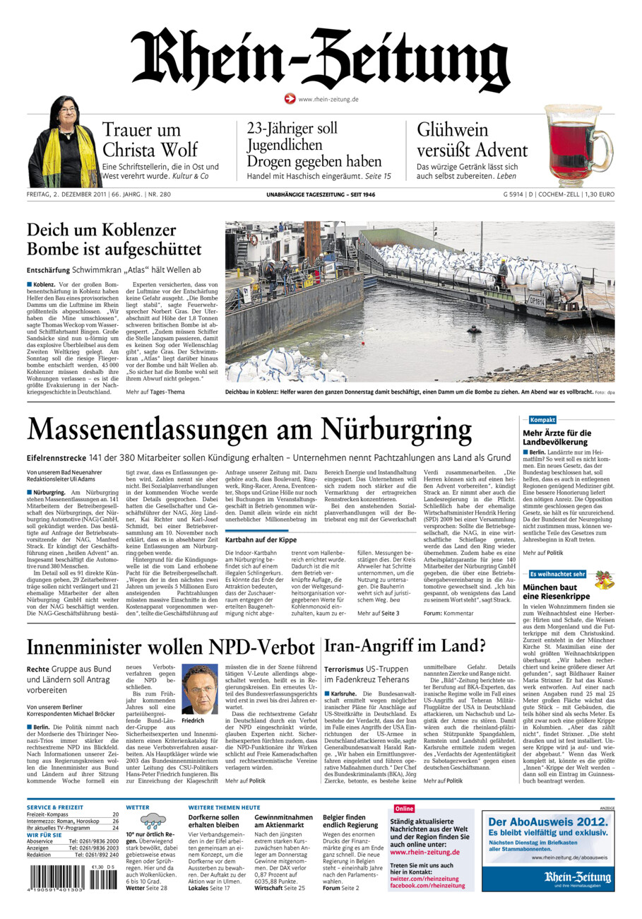 Rhein-Zeitung Kreis Cochem-Zell vom Freitag, 02.12.2011