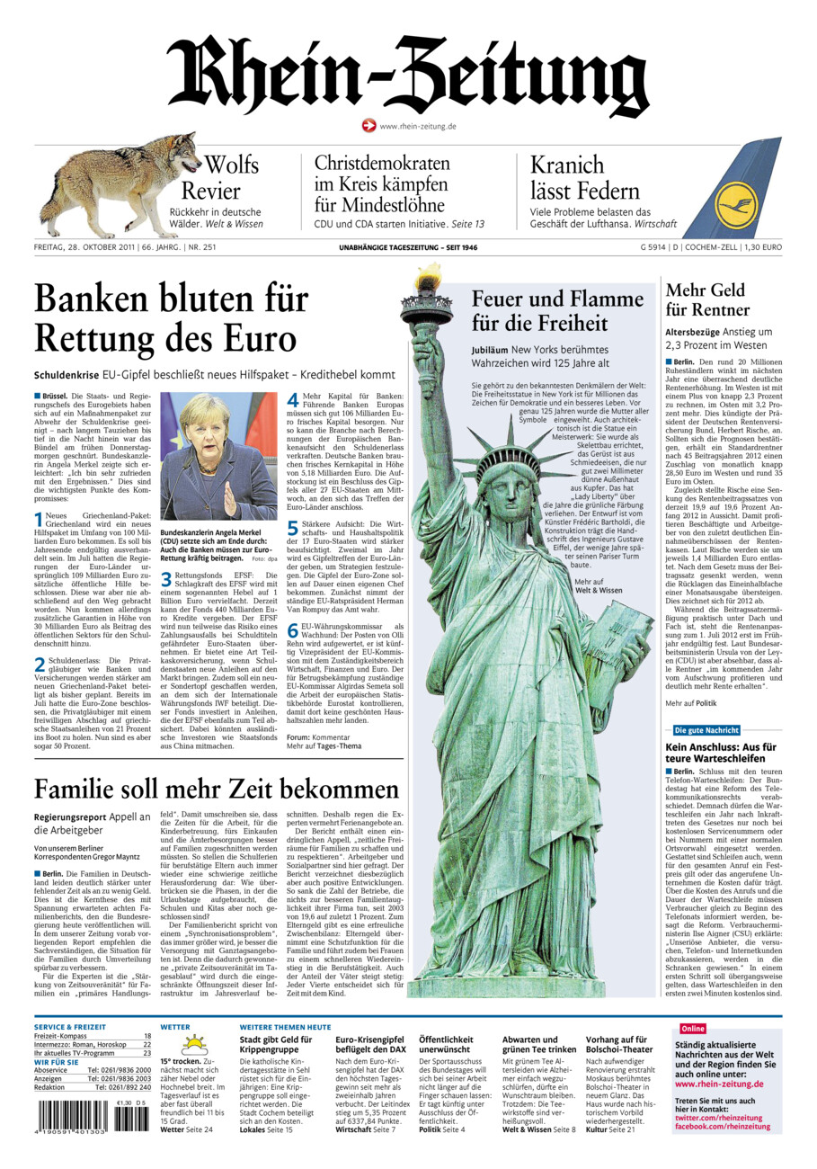 Rhein-Zeitung Kreis Cochem-Zell vom Freitag, 28.10.2011