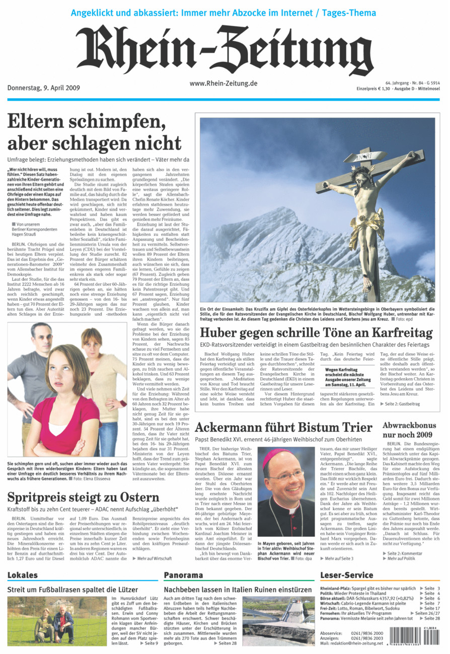 Rhein-Zeitung Kreis Cochem-Zell vom Donnerstag, 09.04.2009