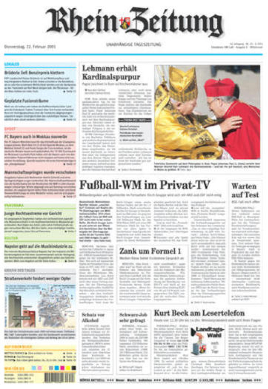 Rhein-Zeitung Kreis Cochem-Zell vom Donnerstag, 22.02.2001