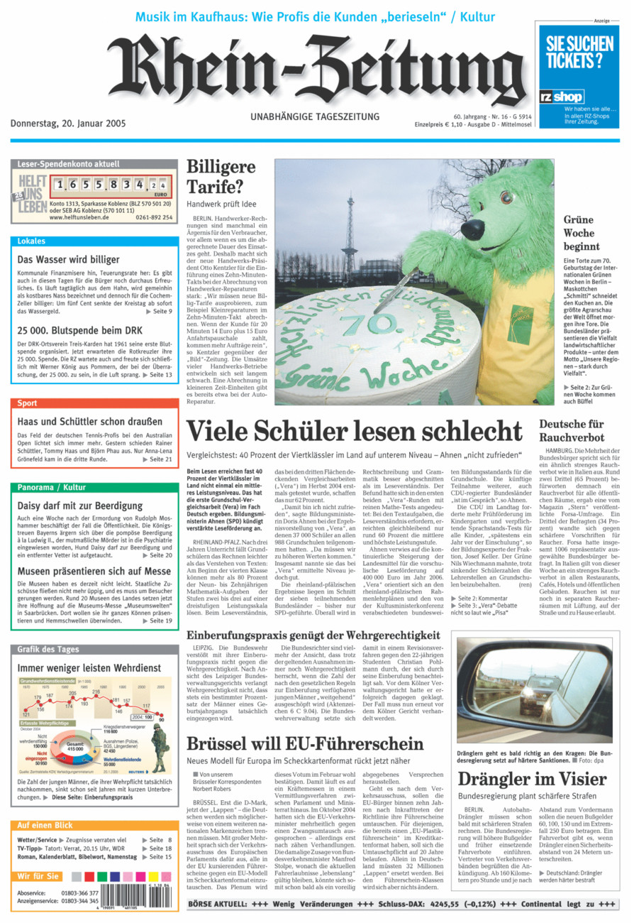 Rhein-Zeitung Kreis Cochem-Zell vom Donnerstag, 20.01.2005