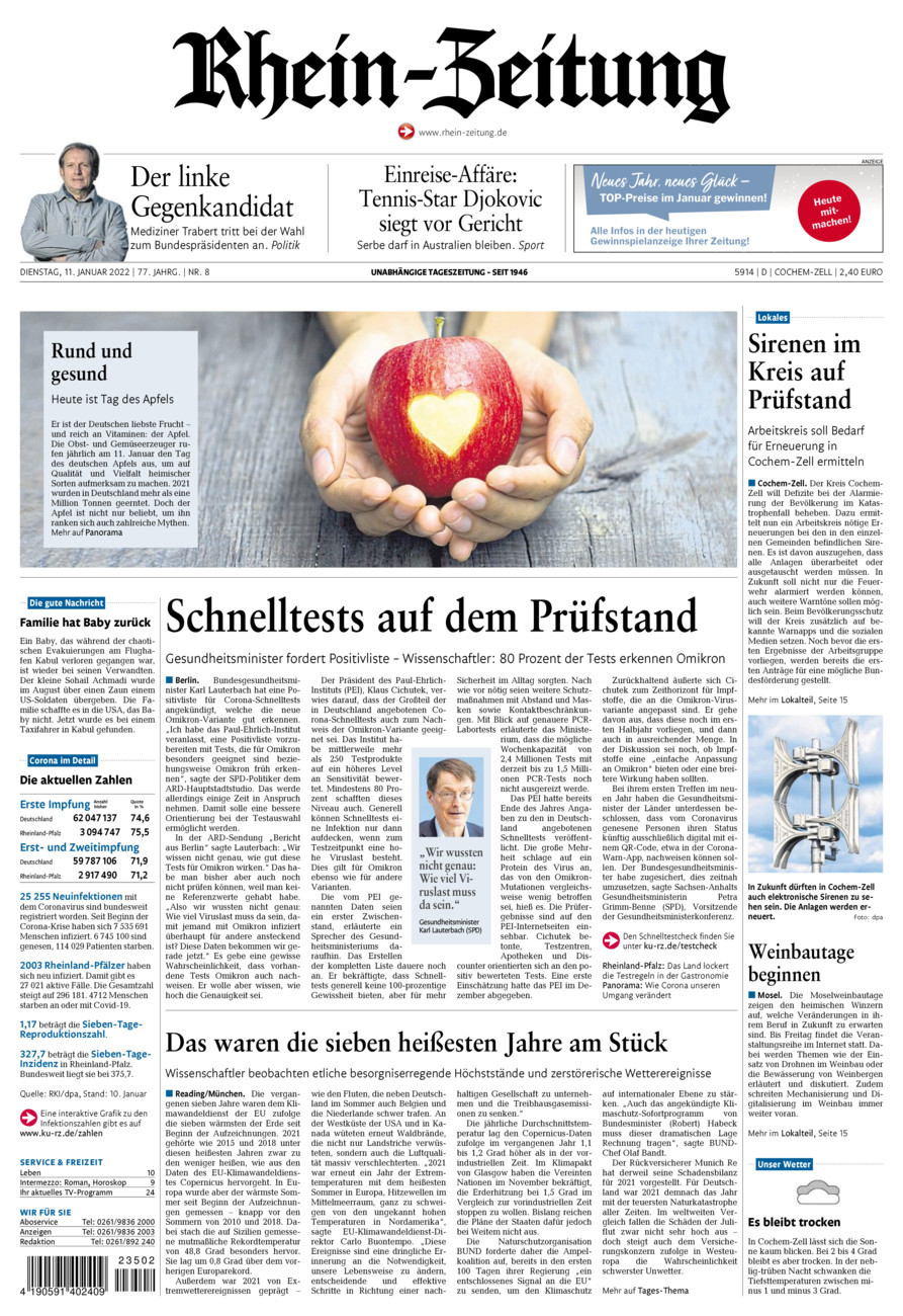 Rhein-Zeitung Kreis Cochem-Zell vom Dienstag, 11.01.2022