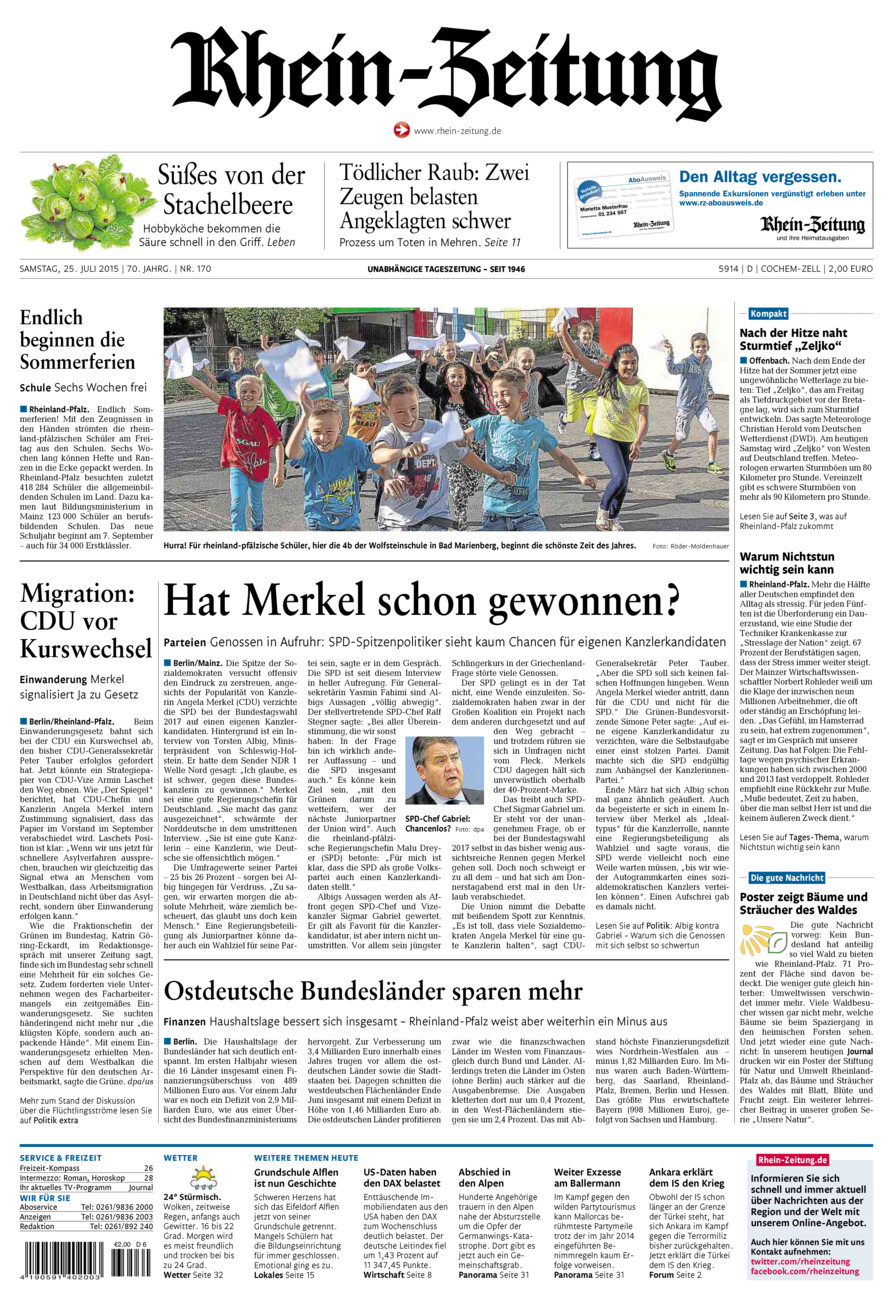 Rhein-Zeitung Kreis Cochem-Zell vom Samstag, 25.07.2015