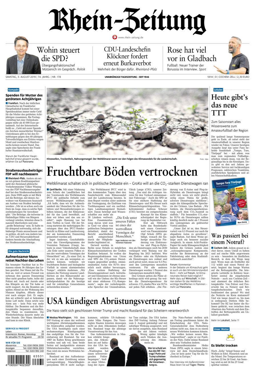 Rhein-Zeitung Kreis Cochem-Zell vom Samstag, 03.08.2019