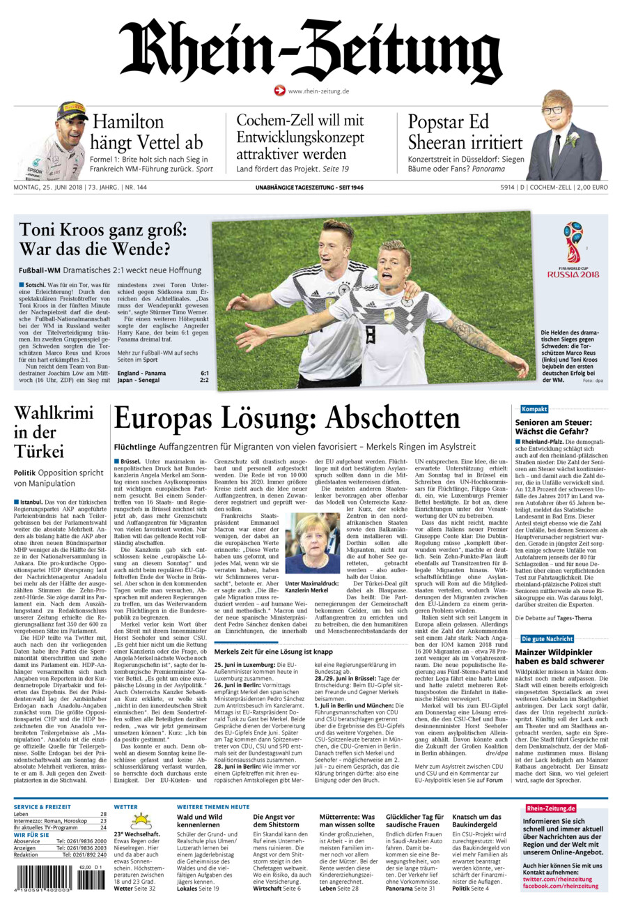Rhein-Zeitung Kreis Cochem-Zell vom Montag, 25.06.2018