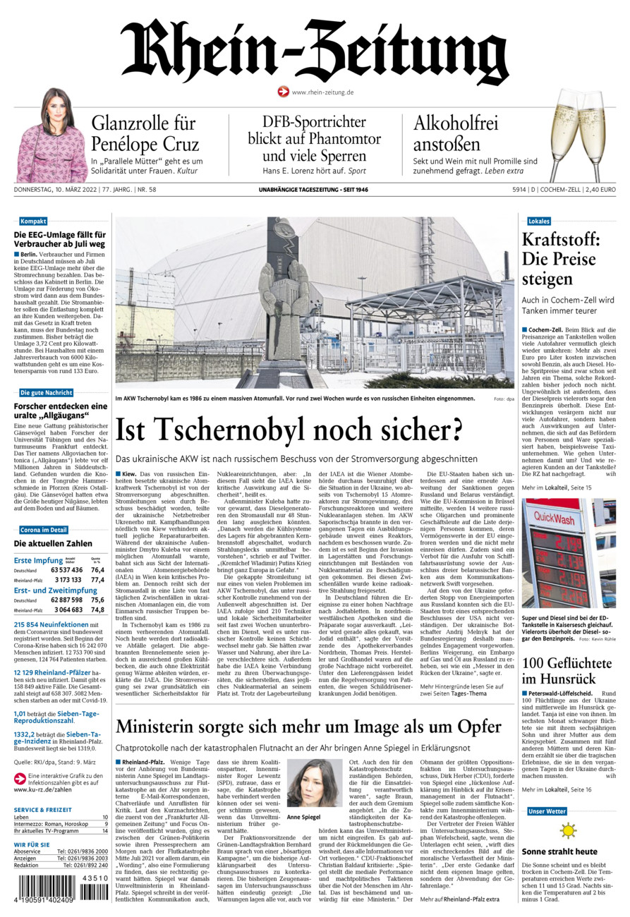 Rhein-Zeitung Kreis Cochem-Zell vom Donnerstag, 10.03.2022