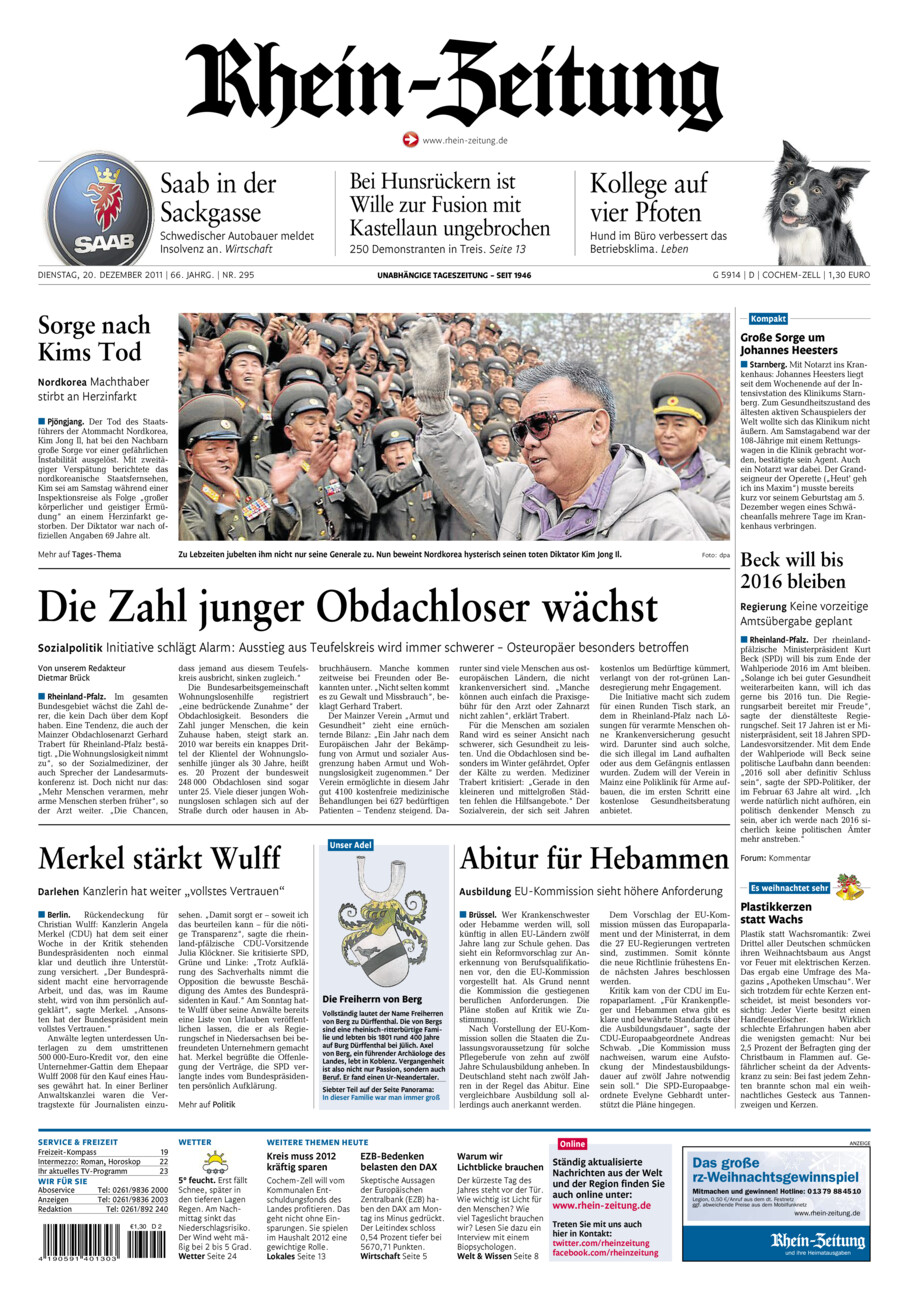 Rhein-Zeitung Kreis Cochem-Zell vom Dienstag, 20.12.2011
