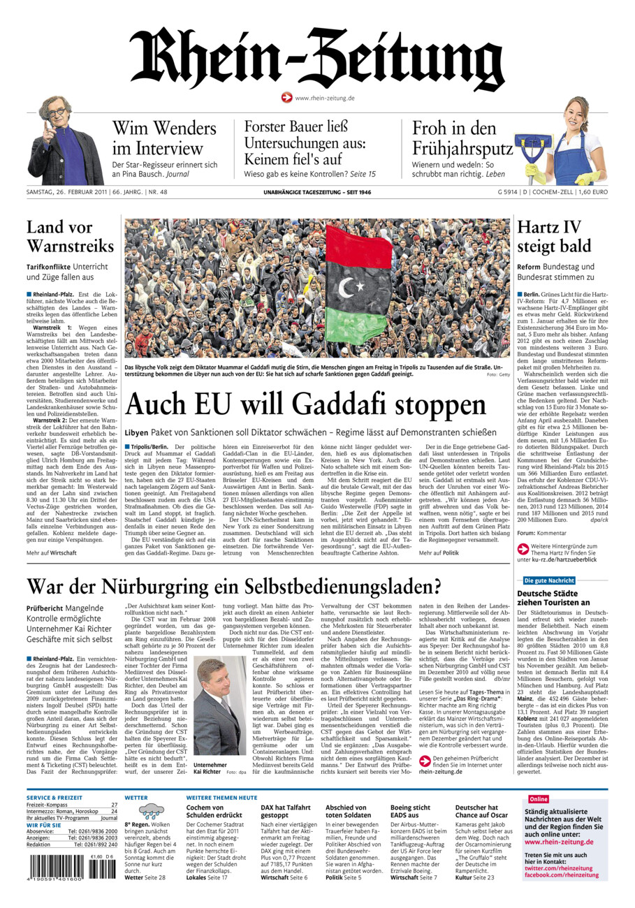 Rhein-Zeitung Kreis Cochem-Zell vom Samstag, 26.02.2011