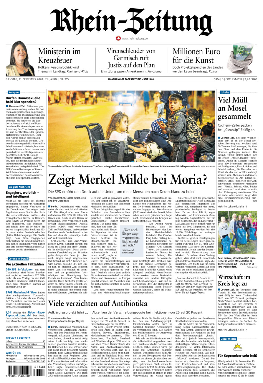 Rhein-Zeitung Kreis Cochem-Zell vom Dienstag, 15.09.2020