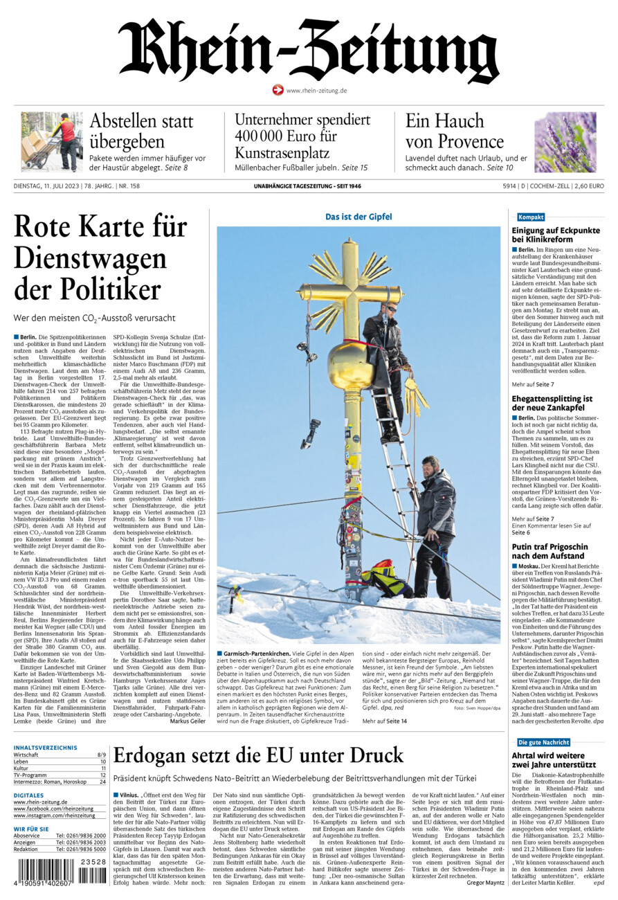 Rhein-Zeitung Kreis Cochem-Zell vom Dienstag, 11.07.2023